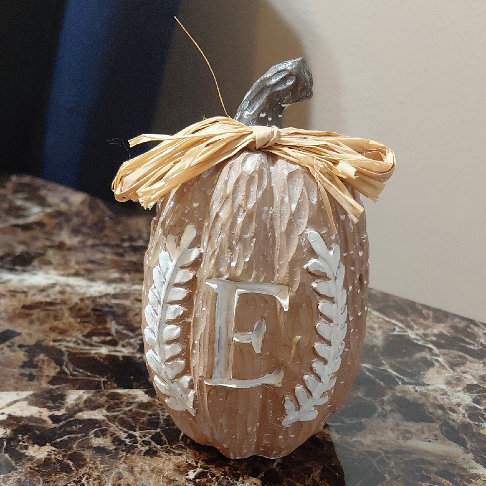 Fall Brown Pumpkin Letter E Initial Fall Decor